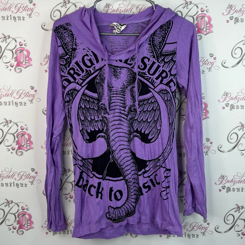 Sure original back to basic long sleeve hoodie Purple Elephant Graphic top shirt